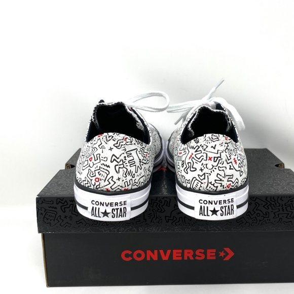 Converse Women's Size 9.5 171860F CTAS OX White Print Black Red Canvas Sneakers - Picture 5 of 11